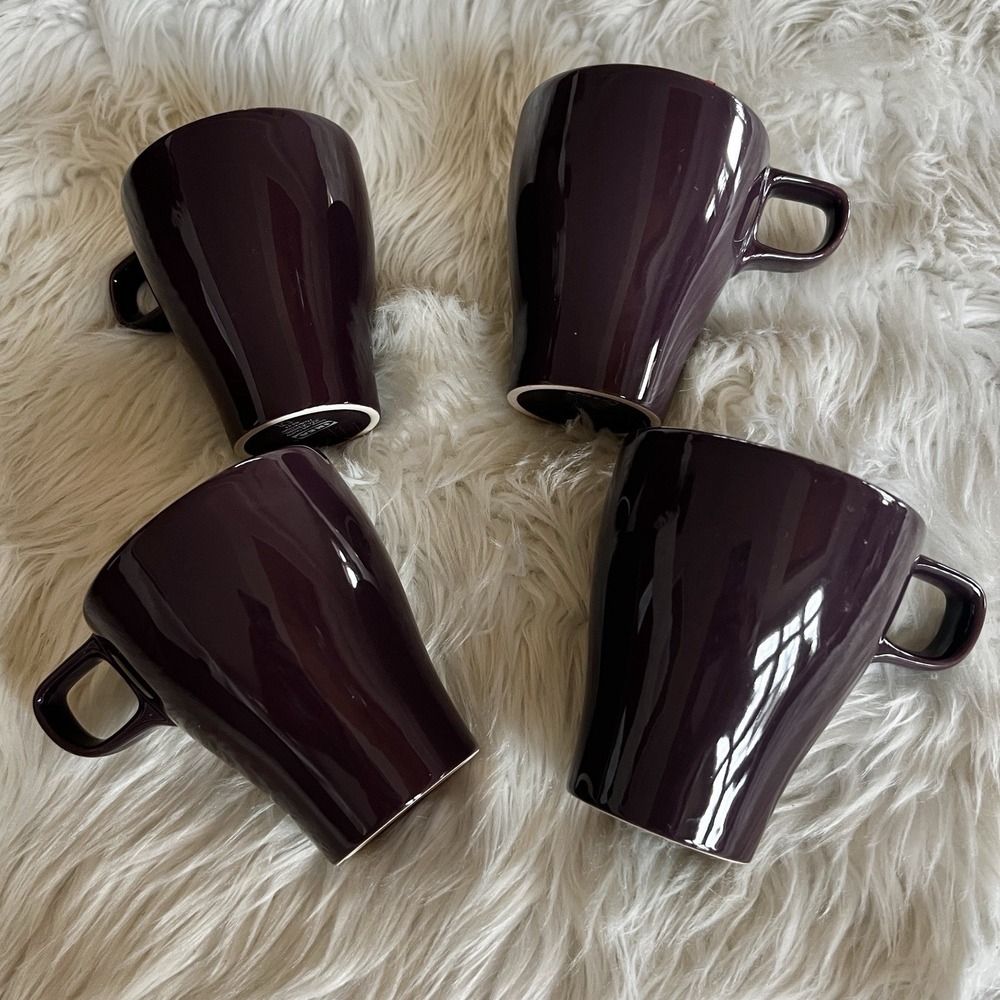 Ikea of Sweden FÄRGRIK Eggplant Purple Stoneware #19894 Mugs Set of 4
